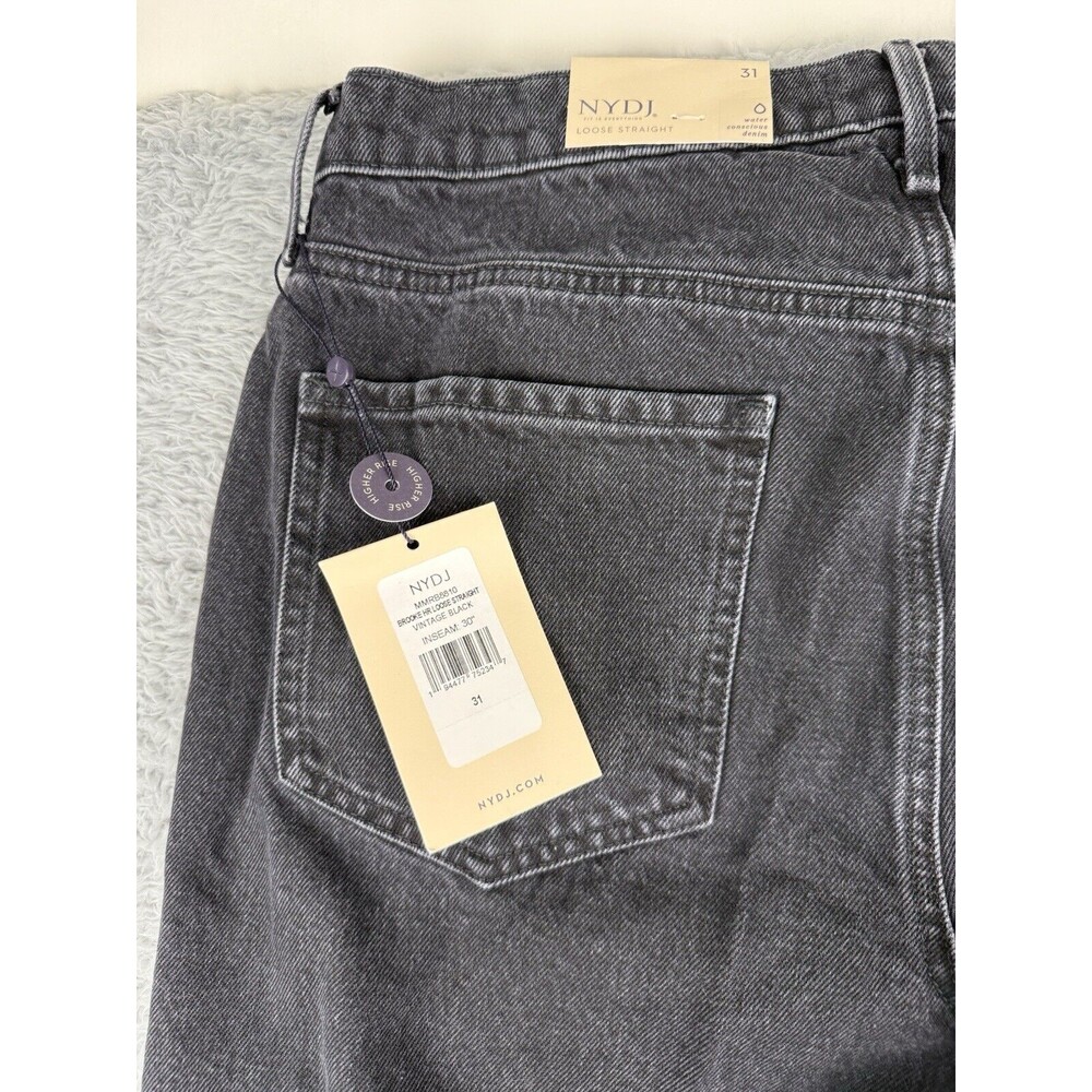 NYDJ Women's Size 31 Brooke High-Rise Loose Straight Jeans In Vintage Black - Picture 5 of 12